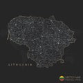 Lithuania map abstract geometric mesh polygonal light concept with black and white glowing contour lines countries and dots
