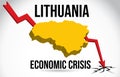 Lithuania Map Financial Crisis Economic Collapse Market Crash Global Meltdown Vector Royalty Free Stock Photo