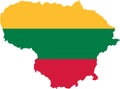 Lithuania map with flag