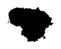 Lithuania Map. Lithuanian Country Map. Black and White National Nation Outline Geography Border Boundary Shape Territory Vector Il