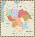 Lithuania Map Vintage Colors