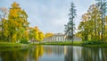 Lithuania TaujÃânai manor amazing autumn nature. Classicist palace with a portico of 6 columns.