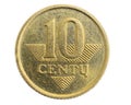 Lithuania ten cents on a white isolated background