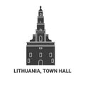 Lithuania, Town Hall, travel landmark vector illustration Royalty Free Stock Photo