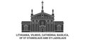 Lithuania, Vilnius, Cathedral Basilica, Of St Stanislaus And St Ladislaus travel landmark vector illustration
