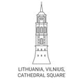 Lithuania, Vilnius, Cathedral Square travel landmark vector illustration