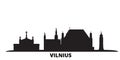 Lithuania, Vilnius city skyline isolated vector illustration. Lithuania, Vilnius travel black cityscape