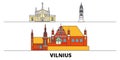 Lithuania, Vilnius flat landmarks vector illustration. Lithuania, Vilnius line city with famous travel sights, skyline