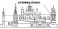 Lithuania, Vilnius line skyline vector illustration. Lithuania, Vilnius linear cityscape with famous landmarks, city