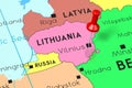 Lithuania, Vilnus - capital city, pinned on political map Royalty Free Stock Photo