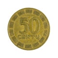 50 lithuanian centu coin 1997 isolated on white background