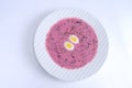 Lithuanian chilled soup with eggs Royalty Free Stock Photo