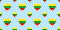Lithuanian flag seamless pattern. Lithuania flags stikers. vector. Love hearts symbols. Language courses, sports pages, travel, ge