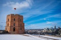 Lithuanian Flag on Gediminas' Tower in Vilnius Royalty Free Stock Photo