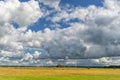 Lithuanian Landscape and Nature with Windmill and Cloudy Blue Sky in Background