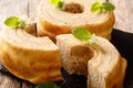 Lithuanian sakotis or raguolis, Polish sekacz is a traditional spit cake close-up. horizontal