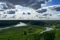 Lithuanian summer landscape. View from Merkine fort hill to Nemunas river and Dzukija National Park in Lithuania