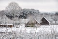 Lithuanian village countryside in winter