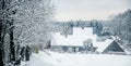 Lithuanian village with wooden houses