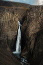 Litlanesfoss waterfall and basalt columns in Iceland