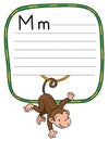 Litle funny monkey on lians. Alphabet M Royalty Free Stock Photo