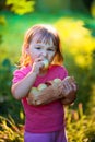 Litle girl with apples Royalty Free Stock Photo