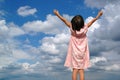 Litle Girl With Arms Raised Royalty Free Stock Photo