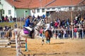 Litle girl horse rider equestrian contest Varna Bulgaria Royalty Free Stock Photo