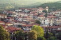 Litochoro view from castle to the city with buildings and road, Greece Royalty Free Stock Photo