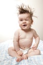 Litte boy with very long hair. Royalty Free Stock Photo