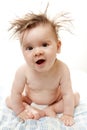 Litte boy with very long hair. Royalty Free Stock Photo