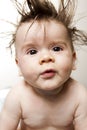Litte boy with very long hair. Royalty Free Stock Photo