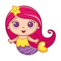 Littel Mermaid Cartoon Vector Illustration