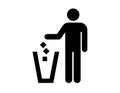 Litter disposal garbage signal sign pictogram for thrash garbage sign against a white background.