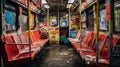 Littered and graffiti covered public transportation Royalty Free Stock Photo