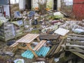 Littered place full with garbage in nature Royalty Free Stock Photo