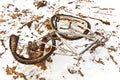Littered and rusty bicycle Royalty Free Stock Photo