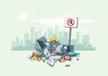 Littering Garbage Trash Stack on the Street Road Royalty Free Stock Photo