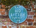 Littering Penalty Sign in Finchingfield, Essex Royalty Free Stock Photo