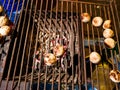 Litti, a common north indian food is being prepared road side on a coal grill litti, a common north indian food is being baked roa