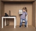 The little accountant can not do it at work Royalty Free Stock Photo