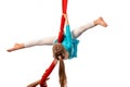 Little acrobat girl doing splits in the air Royalty Free Stock Photo