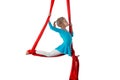 Little acrobat girl doing splits in the air Royalty Free Stock Photo