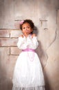 Little actress. Beautiful african girl shows emotions: fear, fright, surprise Royalty Free Stock Photo