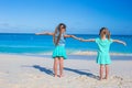 Little adorable girls enjoy summer beach vacation Royalty Free Stock Photo