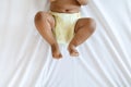 Little African American Baby Wearing Reusable Diaper Lying On Bed, Cropped Shot Royalty Free Stock Photo