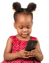 Little african american girl with mobile phone