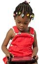 Little african american girl using tablet pc Royalty Free Stock Photo