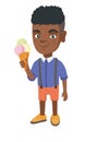 Little african boy holding an ice cream cone.