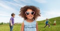 Little african girl in sunglasses at summer Royalty Free Stock Photo